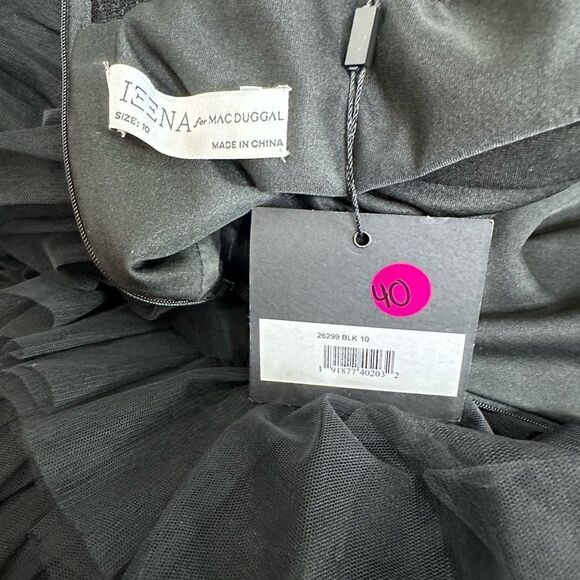 Mac Duggal Black Long Sleeve Ruffle Tiered Sequin Midi Cocktail Dress| 10 - Picture 7 of 10